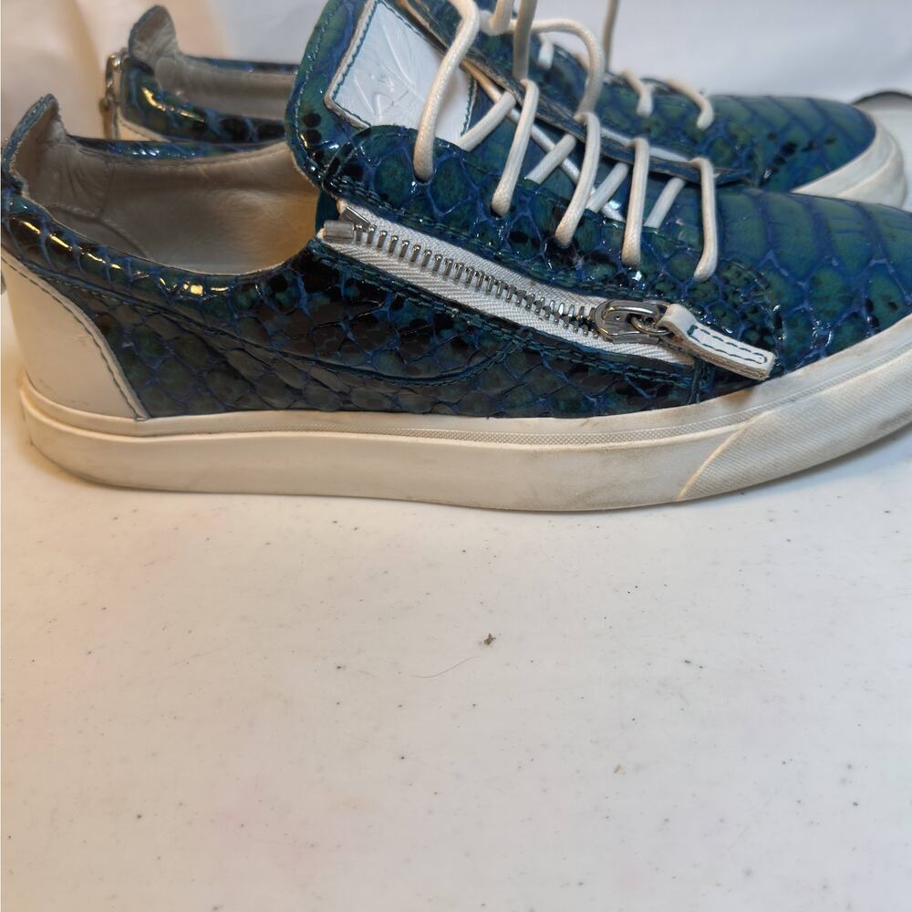 Giuseppe Zanotti Python Embossed Zip Sneakers Tea… - image 3